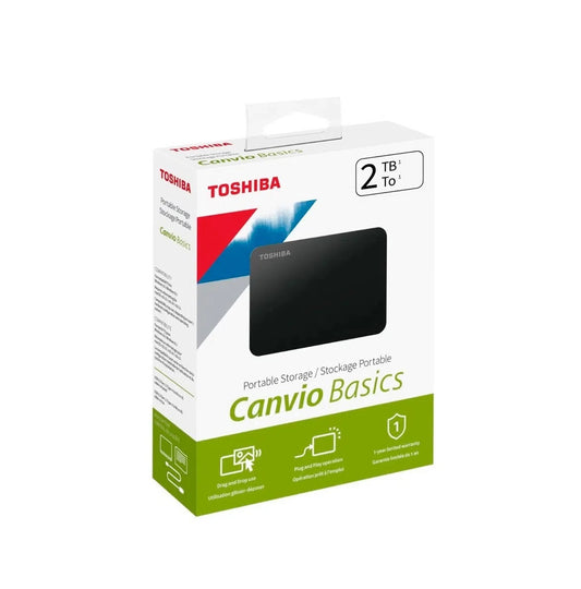 Disco duro externo Toshiba Canvio Basic 2TB, USB 3.0, 2.5", Negro