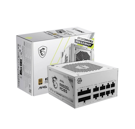 FUENTE DE PODER MSI MAG A850GL PCIE5 WHITE 850W 80 PLUS Gold, Full modular