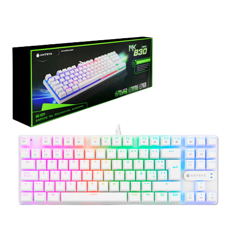 Teclado mecanico Antryx MK830 WHITE TKL SWITCH RED