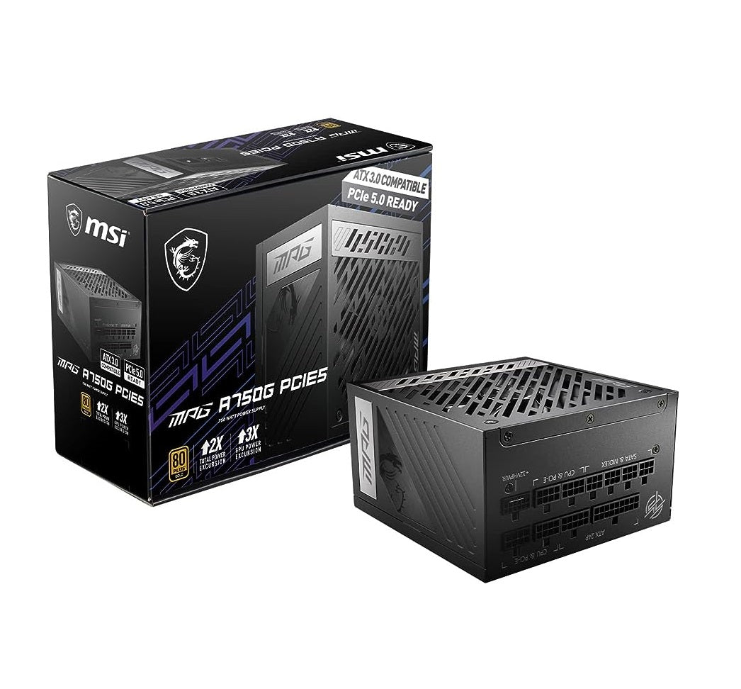 Fuente de poder MSI MPG A750G PCIE5 750W 80 Plus GOLD MODULAR