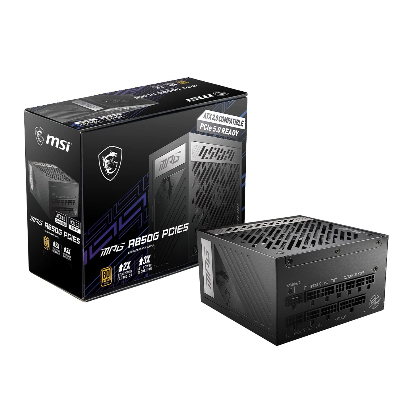 Fuente de poder MSI MPG A850G PCIE5 850W 80 Plus GOLD MODULAR