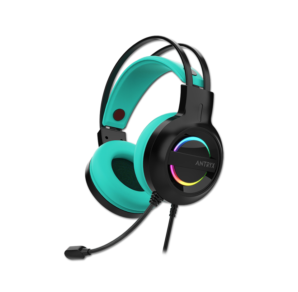 Auriculares Antryx IRIS-K TURQUOISE, 7.1 VIRTUAL SURROUND, USB, RAINBOW