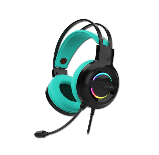 Auriculares Antryx IRIS-K TURQUOISE, 7.1 VIRTUAL SURROUND, USB, RAINBOW