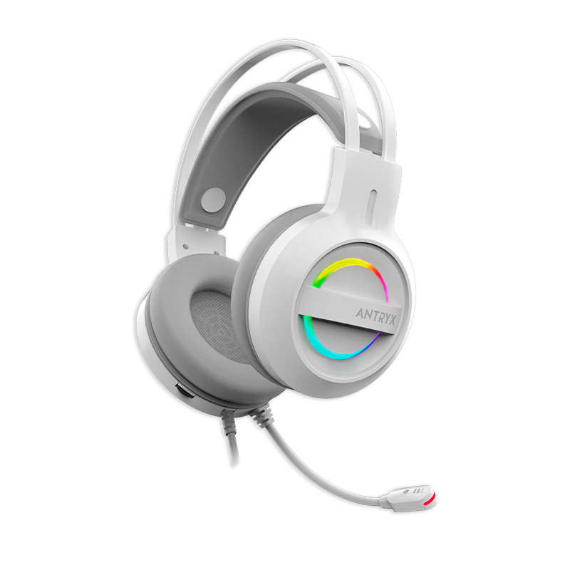 Auriculares Antryx IRIS-W GRIS, 7.1 VIRTUAL SURROUND, USB, RAINBOW