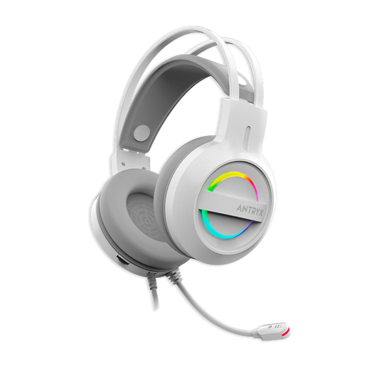 Auriculares Antryx IRIS-W GRIS, 7.1 VIRTUAL SURROUND, USB, RAINBOW