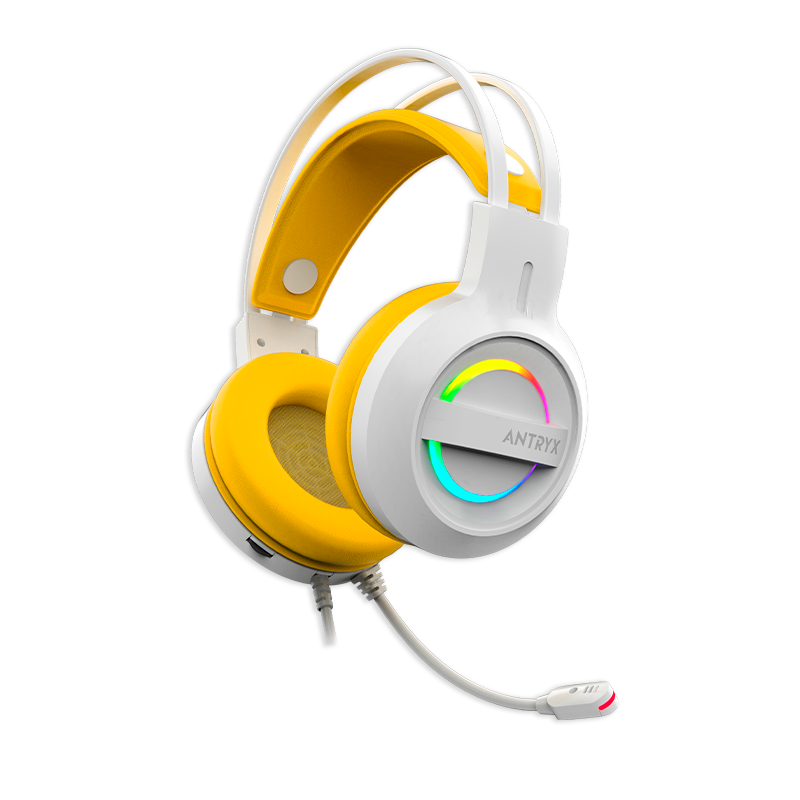 Auriculares Antryx IRIS-W YELLOW, 7.1 VIRTUAL SURROUND, USB, RAINBOW