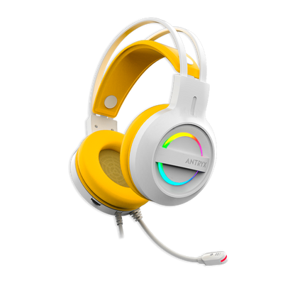 Auriculares Antryx IRIS-W YELLOW, 7.1 VIRTUAL SURROUND, USB, RAINBOW