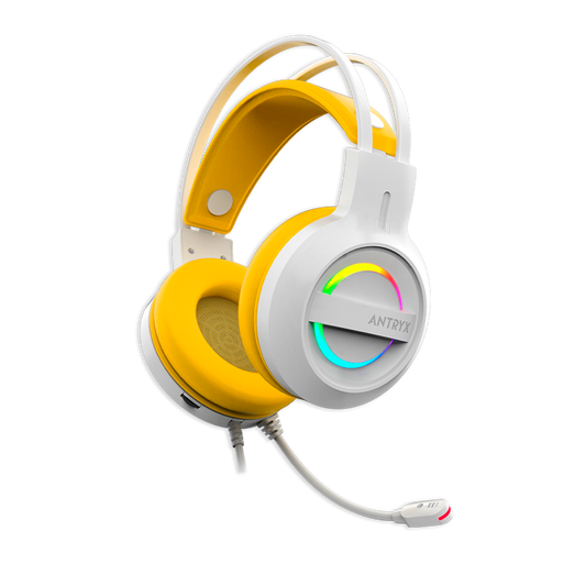 Auriculares Antryx IRIS-W YELLOW, 7.1 VIRTUAL SURROUND, USB, RAINBOW