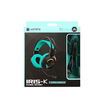 Auriculares Antryx IRIS-K TURQUOISE, 7.1 VIRTUAL SURROUND, USB, RAINBOW