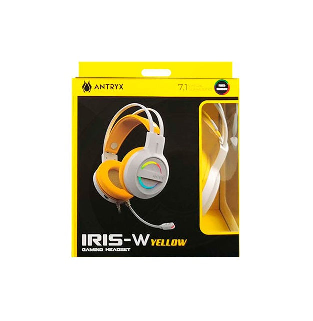 Auriculares Antryx IRIS-W YELLOW, 7.1 VIRTUAL SURROUND, USB, RAINBOW